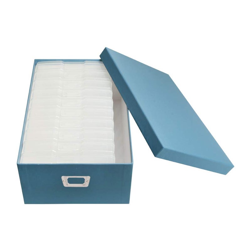 novelinks Photo Case 4" x 6" Photo Storage Box, 10 Inner Picture Storage Containers & Photo Organizer Cases, Portable Photo Craft Keeper for Photos, Crafts, Cards (Sky Blue) - Image 1